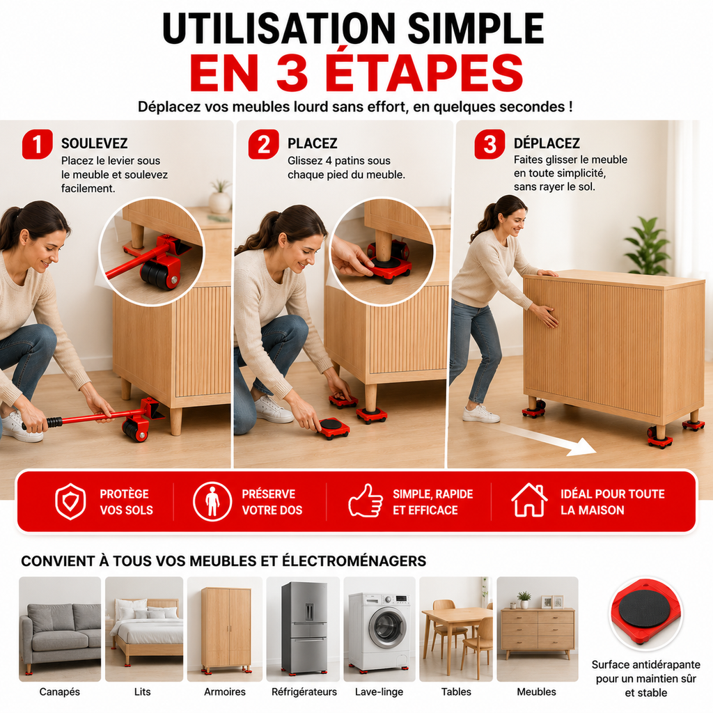 MoveLift™ | Le Kit Qui Déplace Vos Meubles Facilement